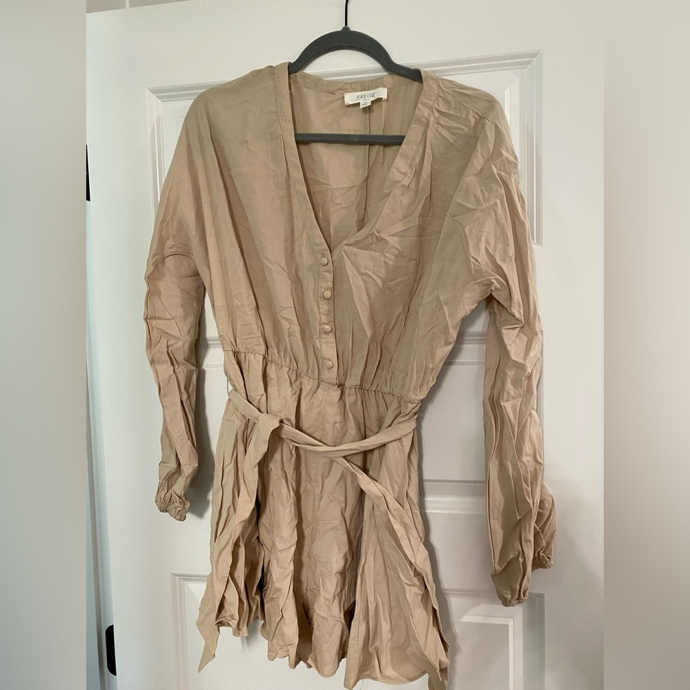 Peach Love California Tan Long Sleeve Romper